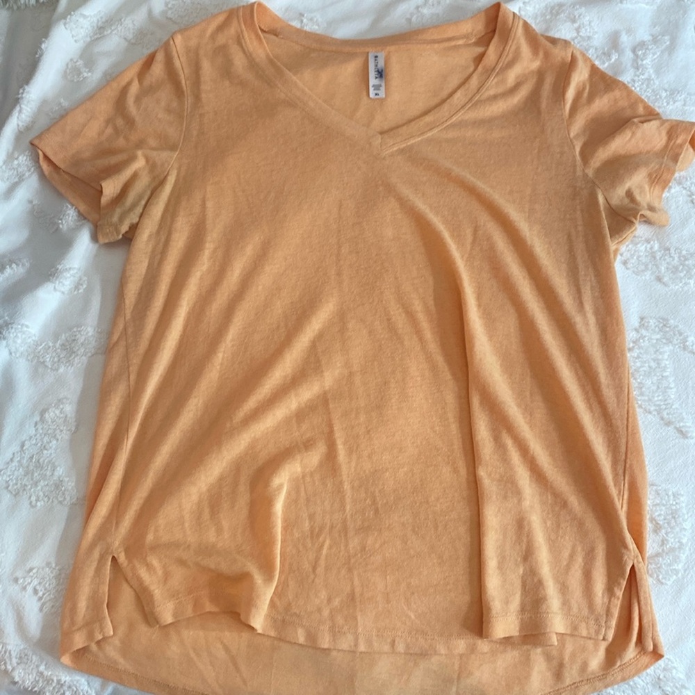 Athleta Breezy Scoop V‎ Neck Tee Women's Size XL Orange Lightweight Flowey